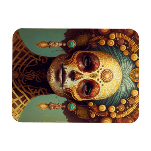 Dag van de dode-suikerschedelvrouw magneet (Horizontaal)