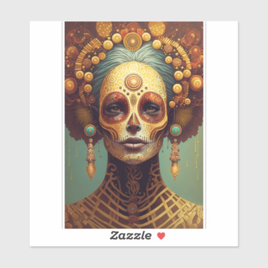 Dag van de dode-suikerschedelvrouw sticker (Vel)