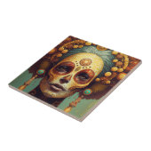 Dag van de dode-suikerschedelvrouw tegeltje (Zijkant)