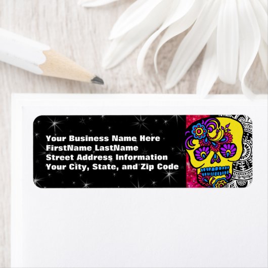 Dag van de dode Suikerstop Adres Glitter Etiket (Insitu)