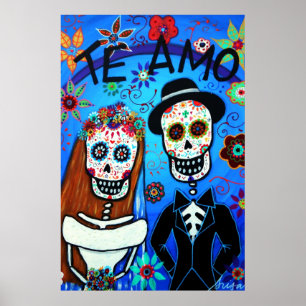 Dag van de dode Te Amo Wedding Couple Poster