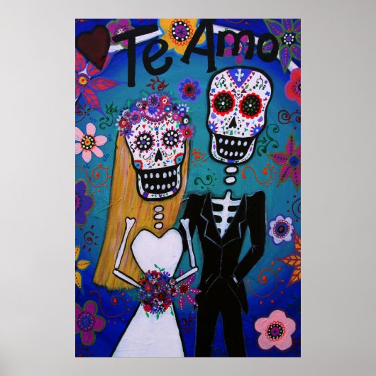 Dag van de dode Te Amo Wedding Couple Poster (Voorkant)