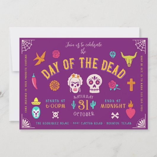 Dag van de Dode Uitnodiging - Halloween Uitnodigin (Voorkant)