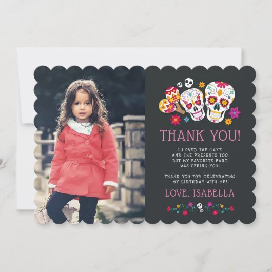 Dag van de Dode Verjaardag Foto Flat Dank u kaart (Voorkant)