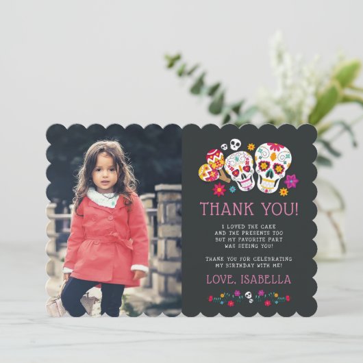 Dag van de Dode Verjaardag Foto Flat Dank u kaart (Staand voorkant)
