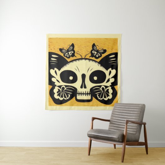 Dag van de Dode Vlinders Woodcut 1 Wandkleed (In situ)