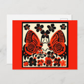 Dag van de Dode Vlinders Woodcut 3 Feestdagenkaart (Voorkant / Achterkant)