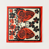 Dag van de Dode Vlinders Woodcut 3 Wandkleed (Voorkant (horizontaal))