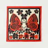 Dag van de Dode Vlinders Woodcut 3 Wandkleed (Voorkant)