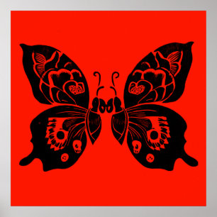 Dag van de Dode Vlinders Woodcut 4 Poster