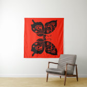 Dag van de Dode Vlinders Woodcut 4 Wandkleed (In Situ (horizontaal))