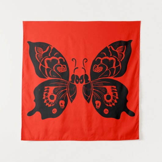 Dag van de Dode Vlinders Woodcut 4 Wandkleed (Voorkant)
