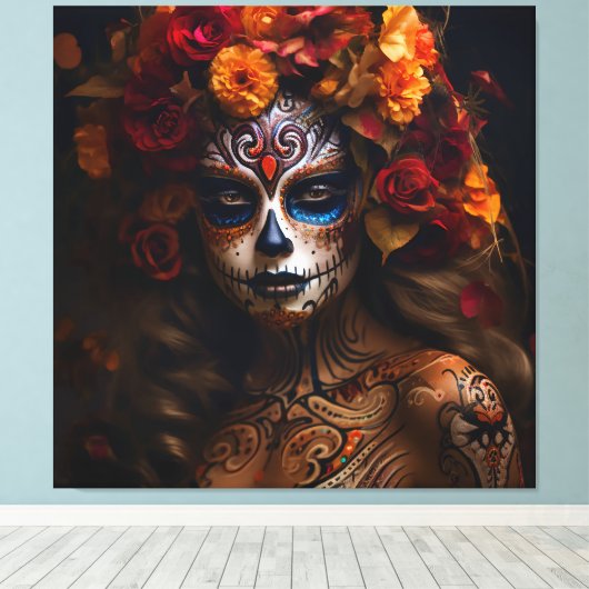 Dag van de dode vrouw canvas afdruk (Insitu (Houten vloer))