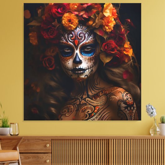 Dag van de dode vrouw canvas afdruk (Insitu (Woonkamer))