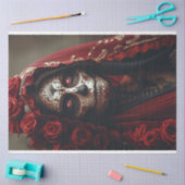 Dag van de dode vrouw in kostuum decoupage tissuepapier (Craft)