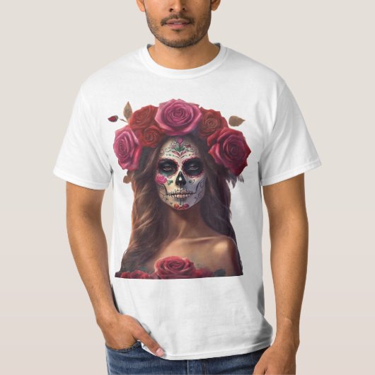 Dag van de dode vrouw met Rozen T-shirt (Voorkant)