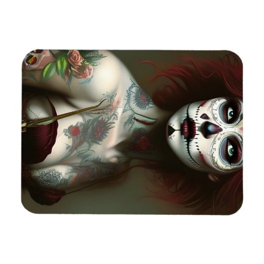 Dag van de dode vrouw met Tattoos Magneet (Horizontaal)