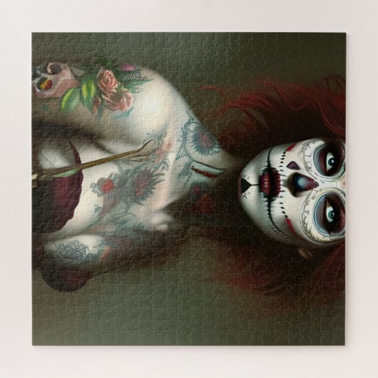 Dag van de dode vrouw met Tattoos puzzel Legpuzzel (Horizontaal)