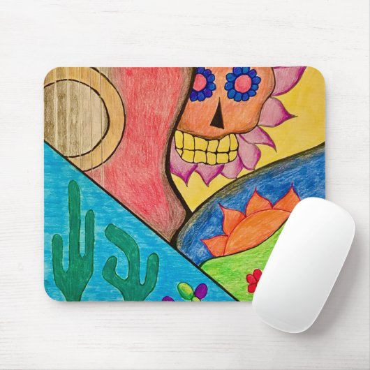 Dag van de dode woestijn Cactus Skull Floral Muismat (Met muis)