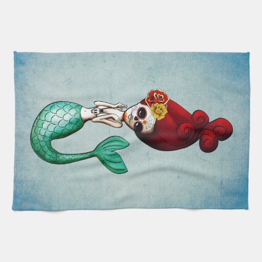 Dag van de dode zeemeermin theedoek (Horizontaal)