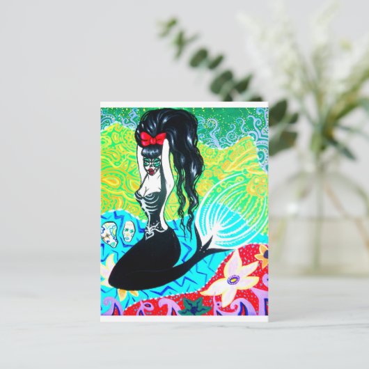 Dag van de dode zeemeerminkunst briefkaart (Staand voorkant)