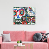 Dag van de Dode & Zwarte Kat Canvas Afdruk (Insitu (Woonkamer))
