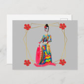 Dag van de dodelijke catrina met het Pet van de ro Feestdagenkaart (Voorkant / Achterkant)