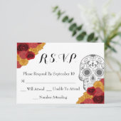 Dag van de dodelijke dia Los Muertos RSVP-bruiloft RSVP Kaartje (Staand voorkant)