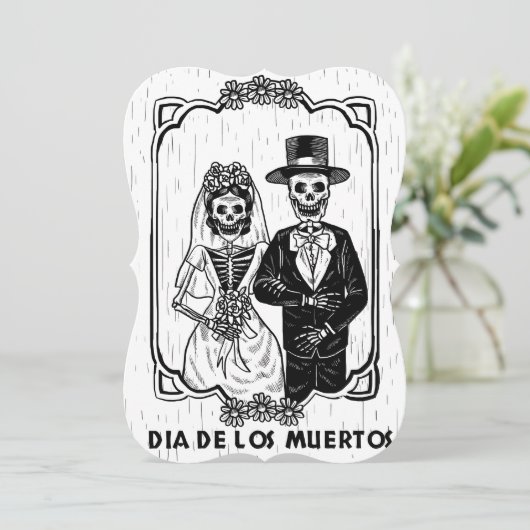 dag van de doden bruiloft kaart (Staand voorkant)