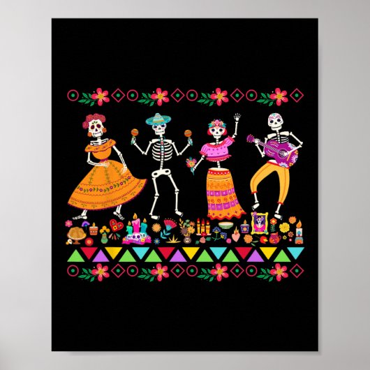 Dag van de Doden Dia de los Muertos Mexicaanse Ske Poster (Voorkant)