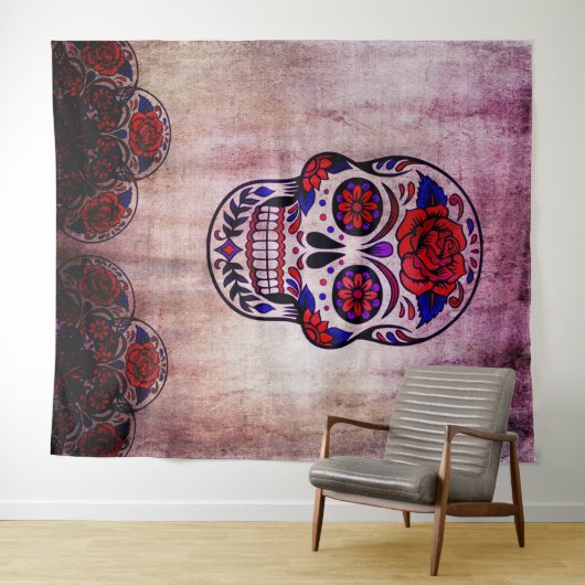 Dag van de Doden Dia de Los Muertos muurachtergron Wandkleed (In Situ (horizontaal))