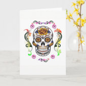 Dag van de Doden - Floral Skull Kaart (Gele Bloem)