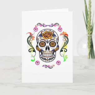 Dag van de Doden - Floral Skull Kaart