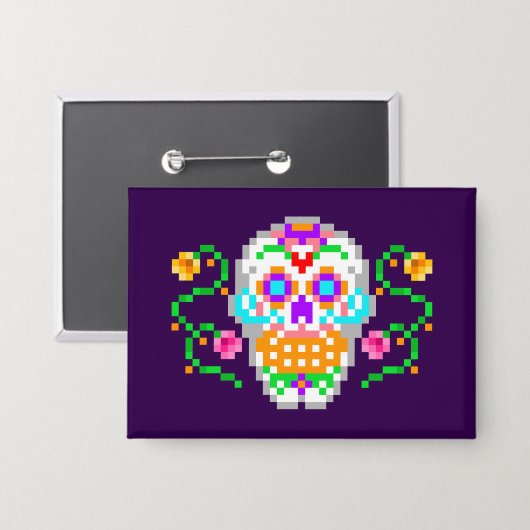 Dag van de Doden geïnspireerd Sugar Skull Button (Voorkant / Achterkant)