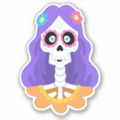 Dag van de Doden Halloween Suiker Schedel Sticker (Voorkant)