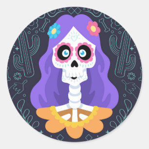 Dag van de Doden Halloween Suiker Schedel Sticker