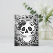 Dag van de Doden Halloween Zwarte Witte Suiker Sch Feestdagenkaart (Staand voorkant)