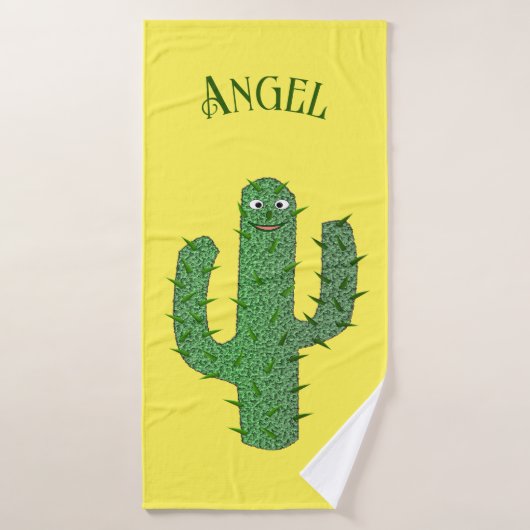Dag van de doden Happy Cactus Custom Name Badhanddoek (Badhanddoek)
