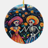 Dag van de doden kleurrijk ontwerp keramisch ornament (Achterkant)