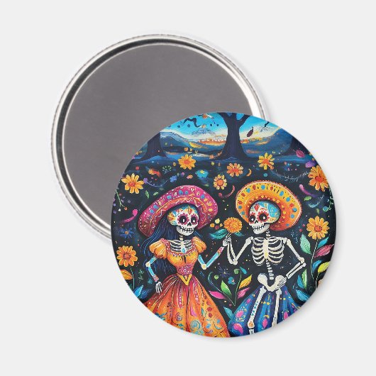 Dag van de doden kleurrijk ontwerp magneet (Voorkant / Achterkant)