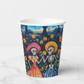 Dag van de doden kleurrijk ontwerp papieren bekers (Achterkant)