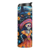 Dag van de doden kleurrijk ontwerp thermosbeker (Gedraaid links)