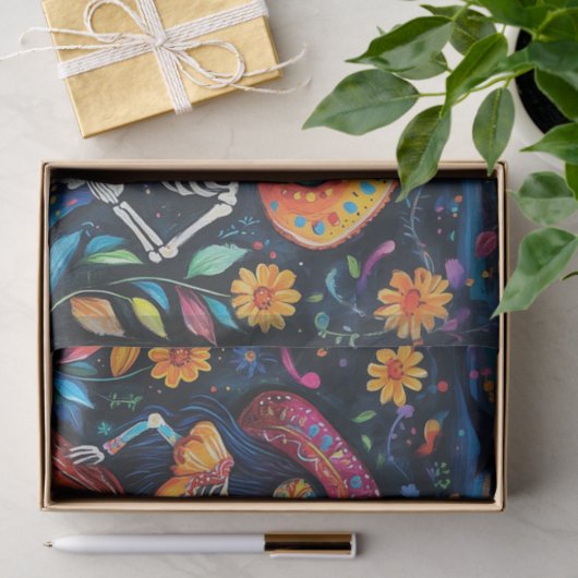 Dag van de doden kleurrijk ontwerp tissuepapier (Geschenk)