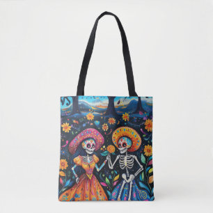 Dag van de doden kleurrijk ontwerp tote bag