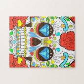 Dag van de Doden Kleurrijke Schedel Kunst Legpuzzel (Horizontaal)
