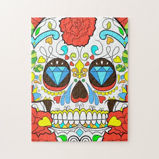 Dag van de Doden Kleurrijke Schedel Kunst Legpuzzel (Verticaal)