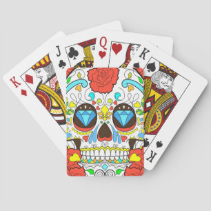 Dag van de Doden Kleurrijke Schedel Kunst Speelkaa Pokerkaarten
