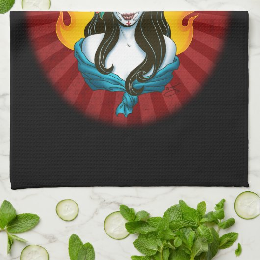 Dag van de Doden La Muerta Theedoek (Gevouwen)