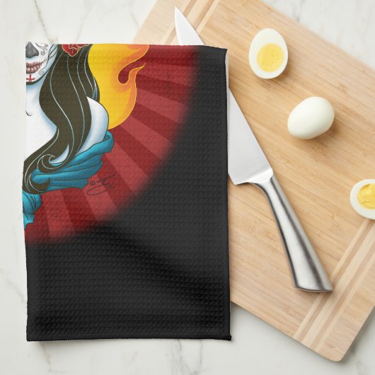 Dag van de Doden La Muerta Theedoek (Quarter Fold)