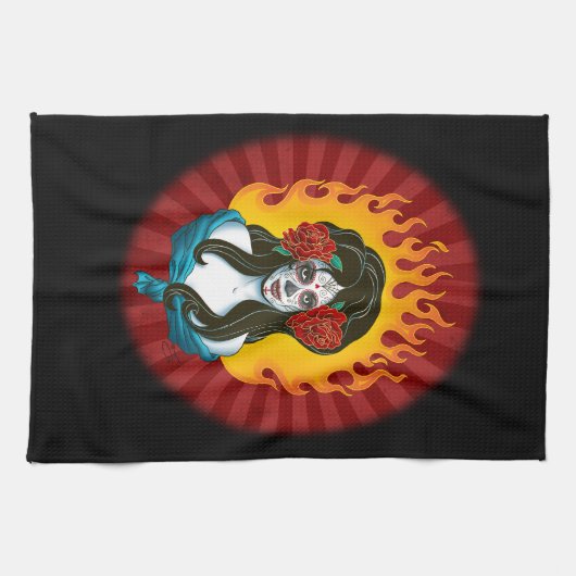 Dag van de Doden La Muerta Theedoek (Horizontaal)